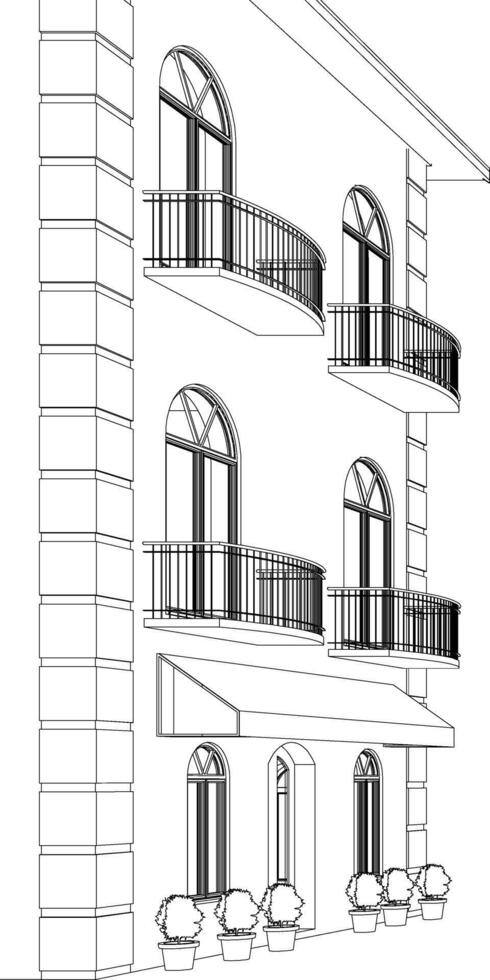 3d ilustración de residencial proyecto vector