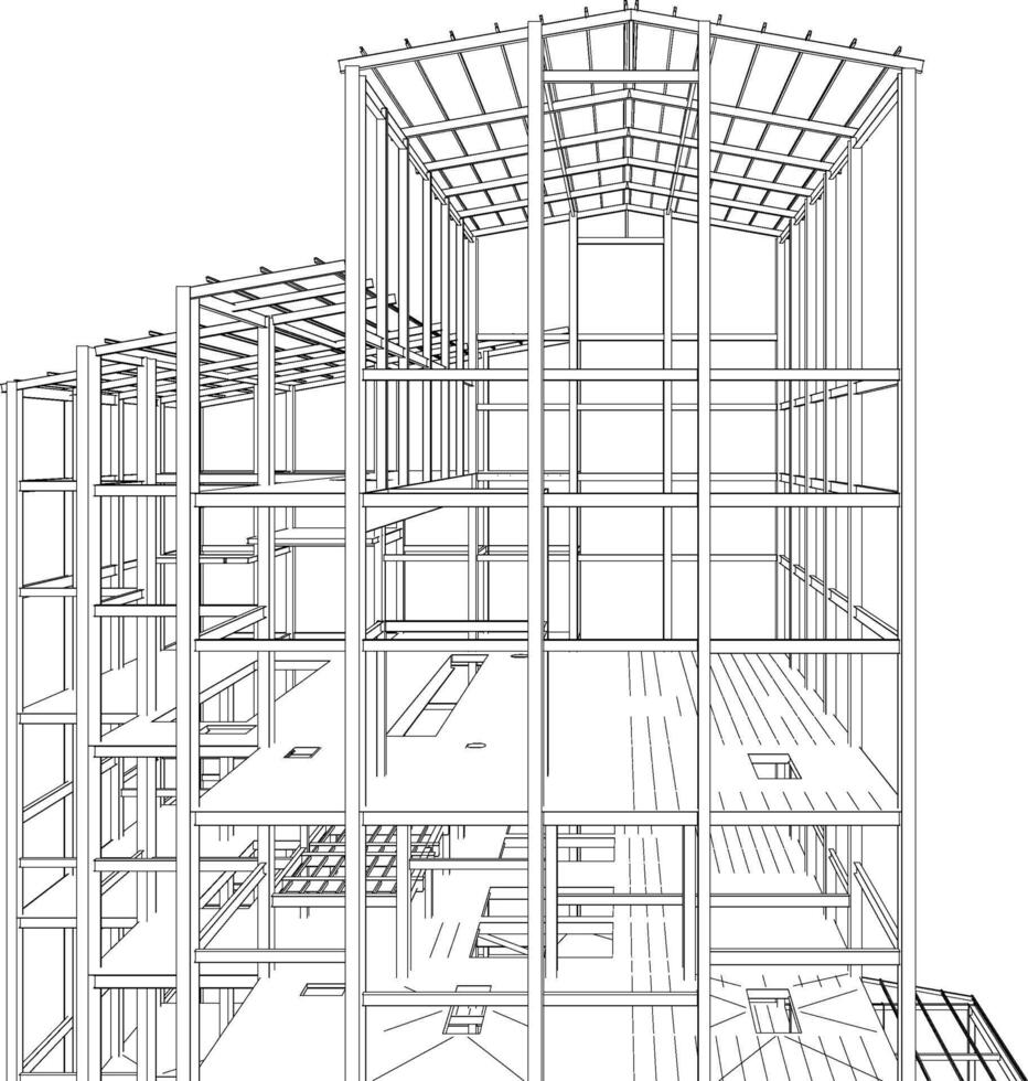 3D illustration of building structure vector