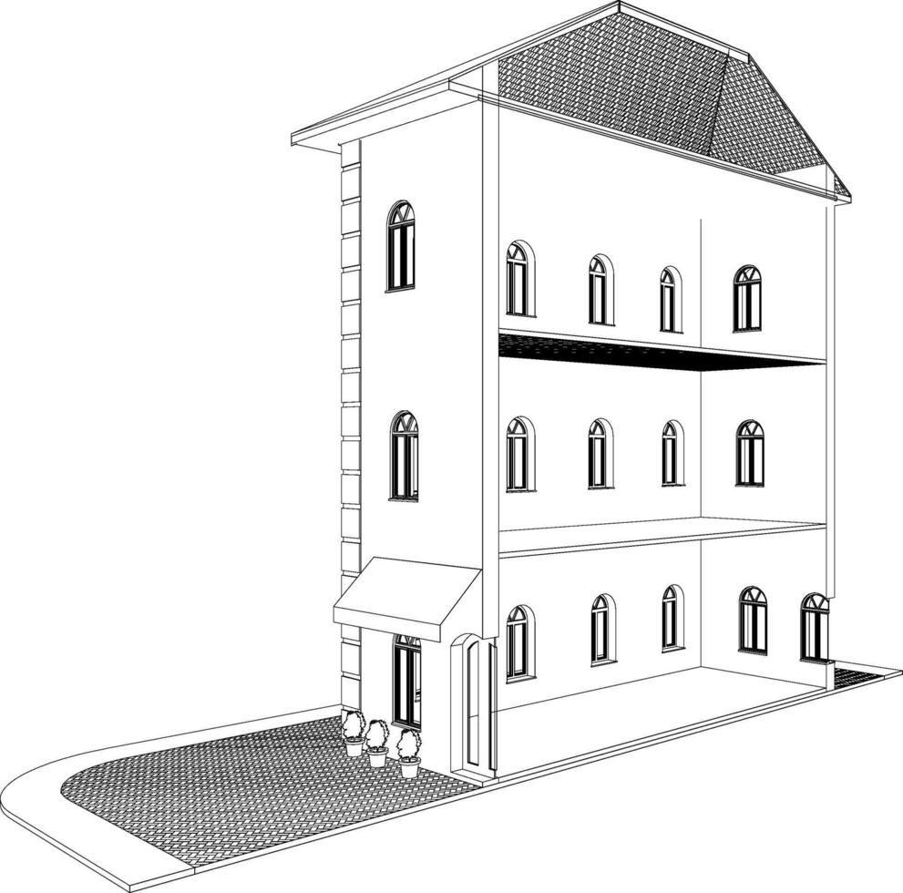 3D illustration of residential project vector