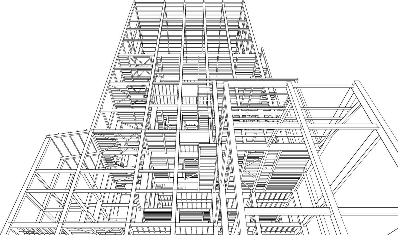 3D illustration of building structure vector