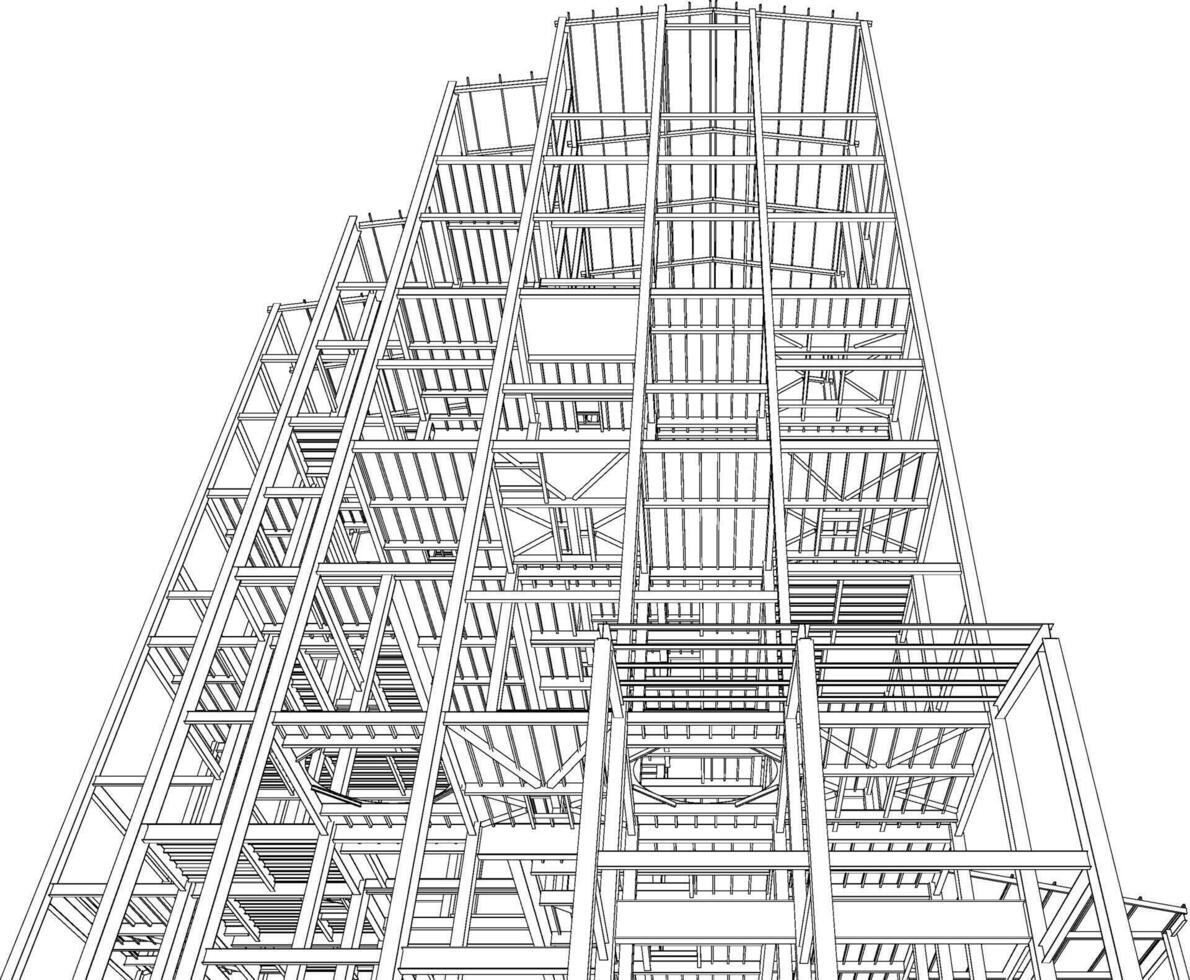 3D illustration of building structure vector