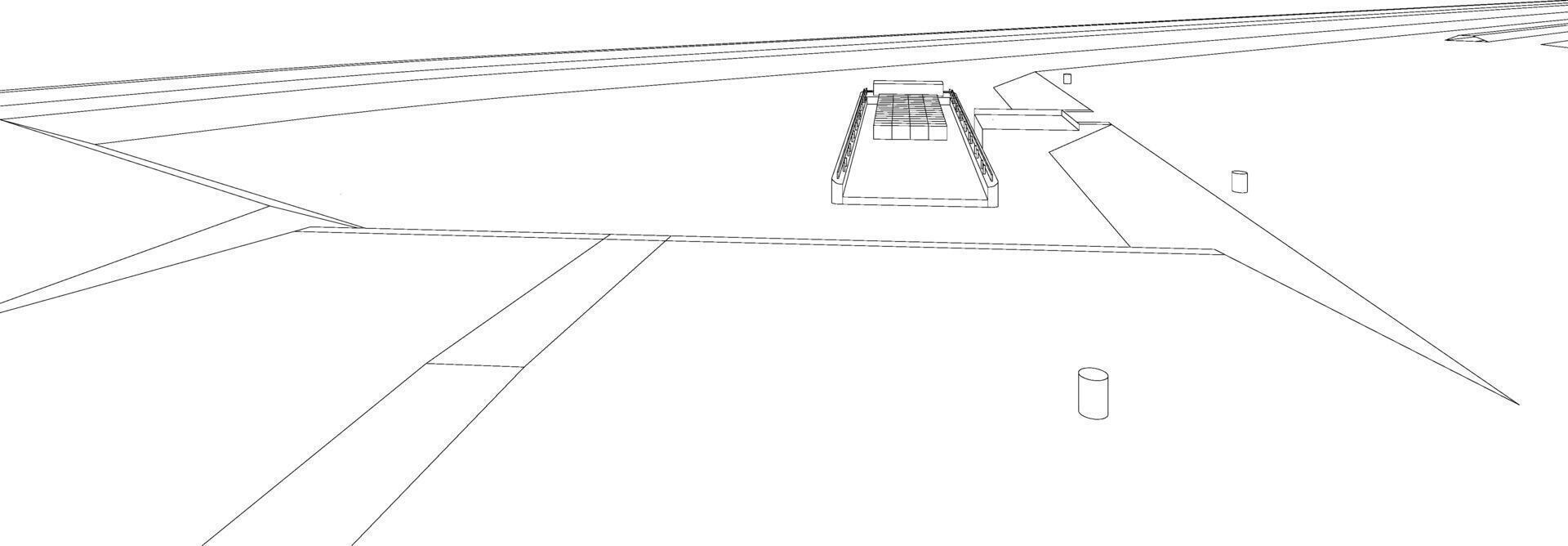 3D illustration of landscape and architecture vector