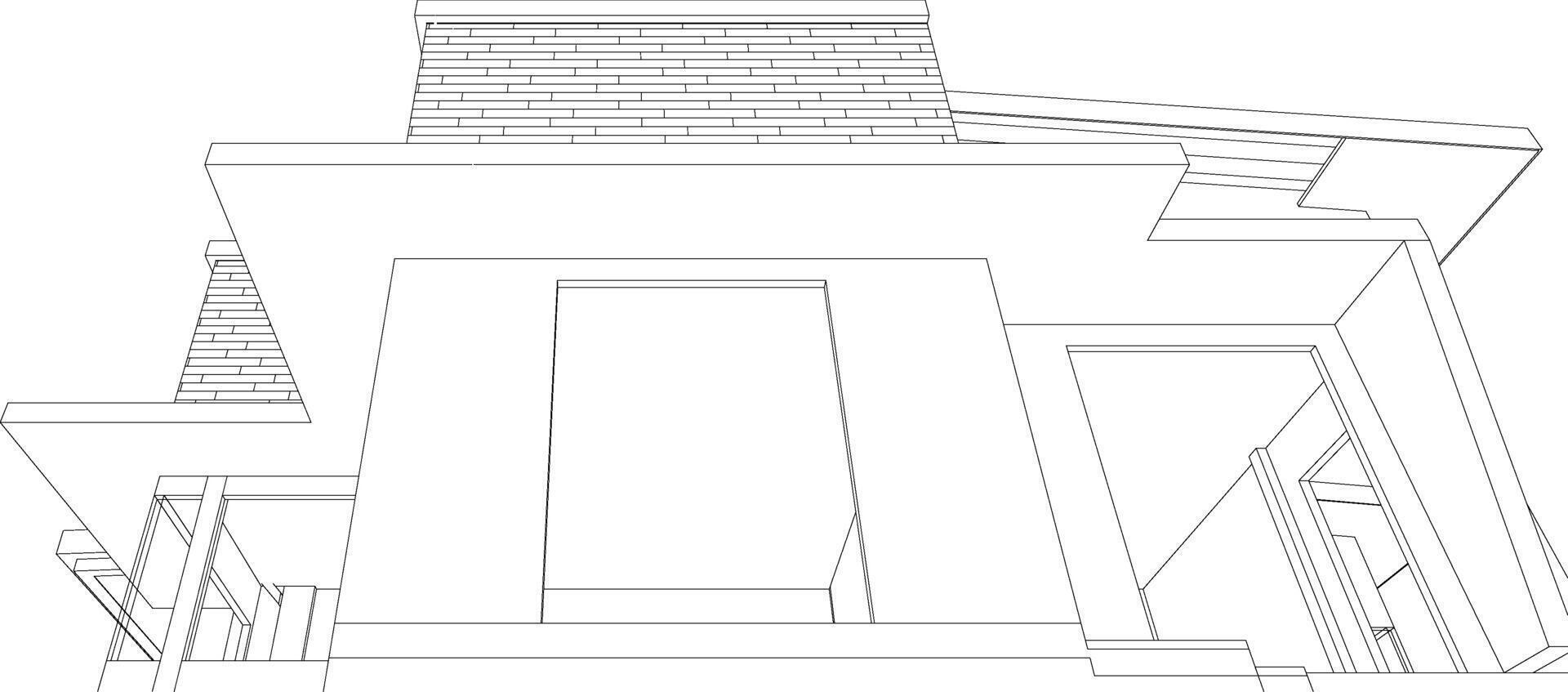 3D illustration of building project vector