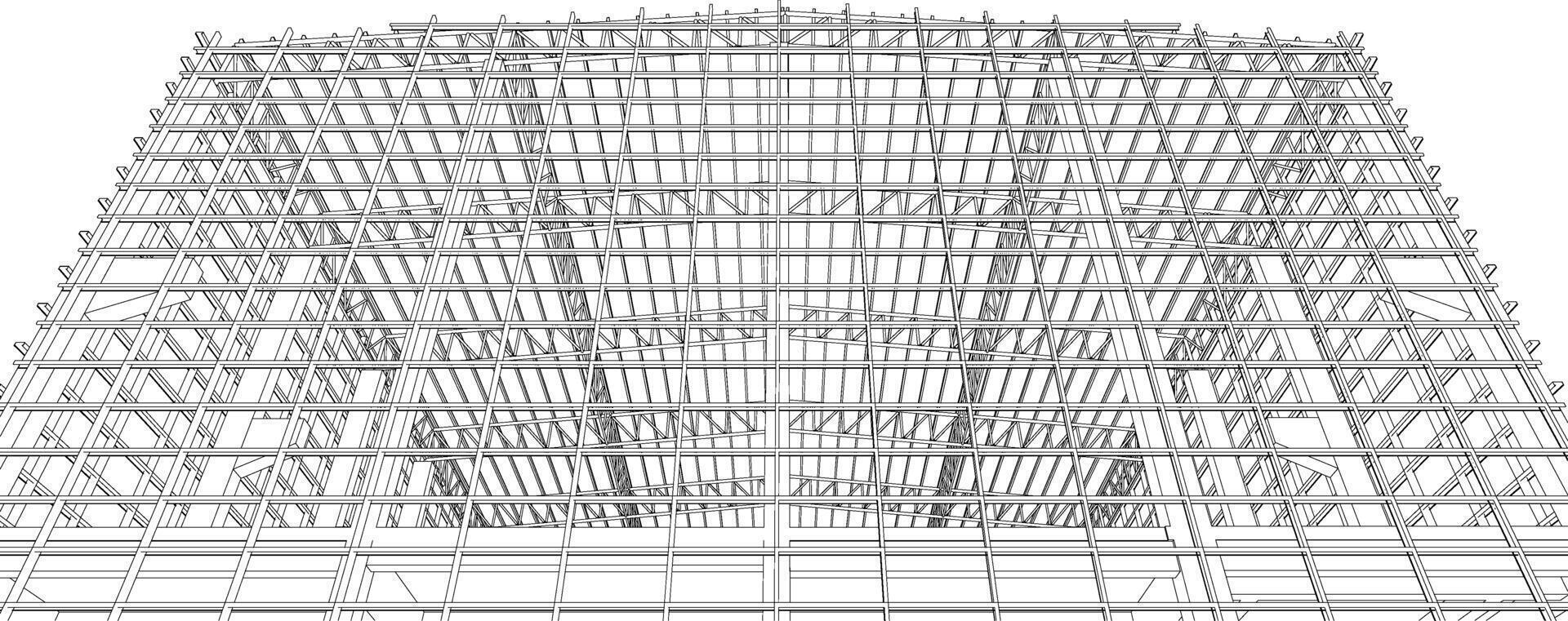 3D illustration of building structure vector