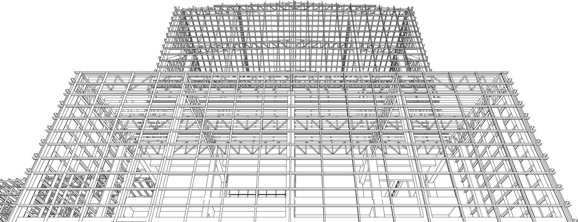 3D illustration of building structure vector