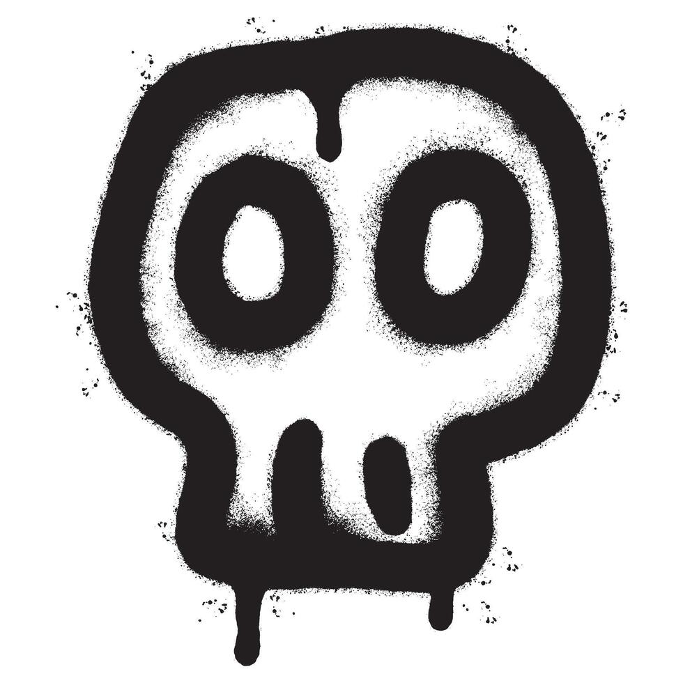 Spray Painted Graffiti skull icon Sprayed isolated with a white background. graffiti skull symbol with over spray in black over white. vector