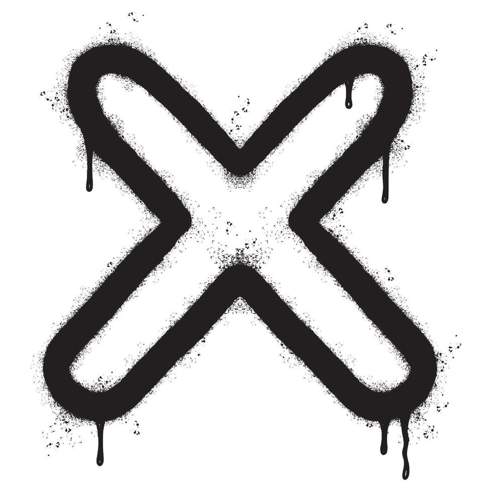 Spray Painted Graffiti sign NO Sprayed isolated with a white background. graffiti font x with over spray in black over white. vector