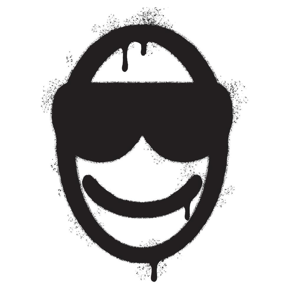Graffiti emoticon Cool smiling Face with Sunglasses isolated with a white background. vector