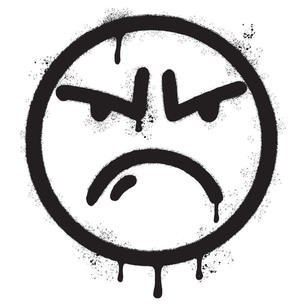 Spray Painted Graffiti angry face emoticon isolated on white background. vector