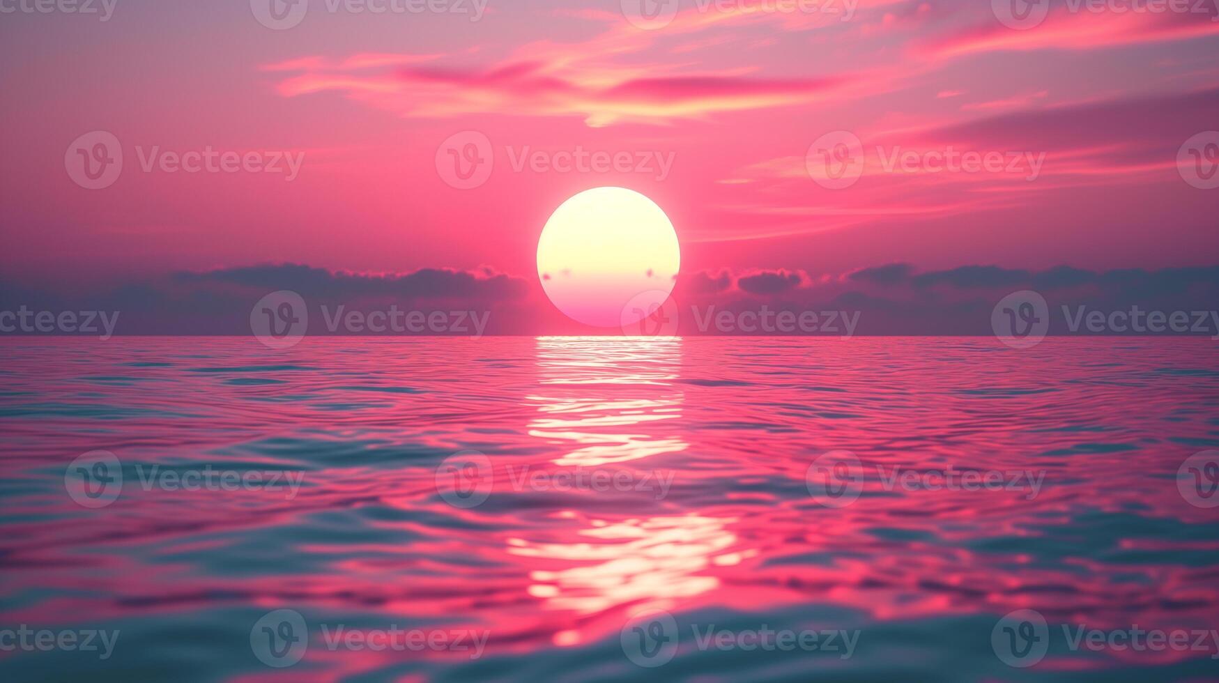 AI generated Incredibly beautiful sunset over the sea in soft pink tones photo