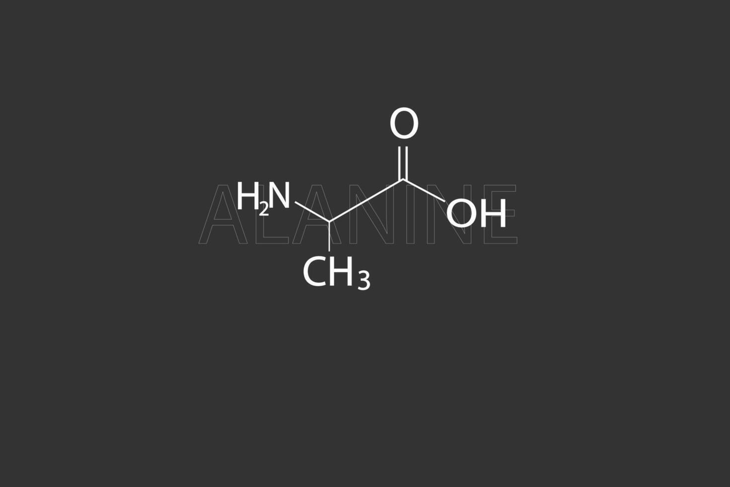 Alanina molecular esquelético químico fórmula vector