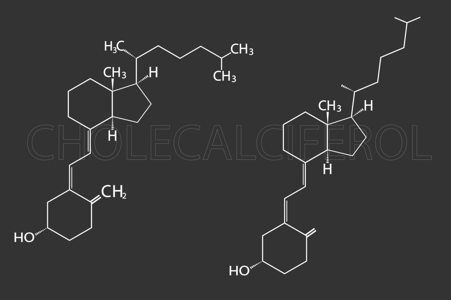 cholecalciferol molecular skeletal chemical formula vector