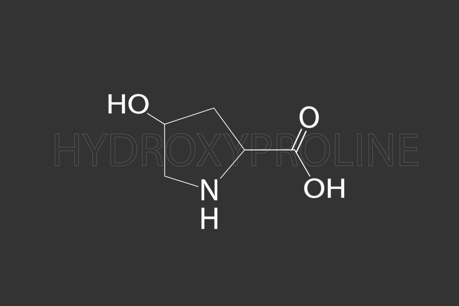 hidroxiprolina molecular esquelético químico fórmula vector
