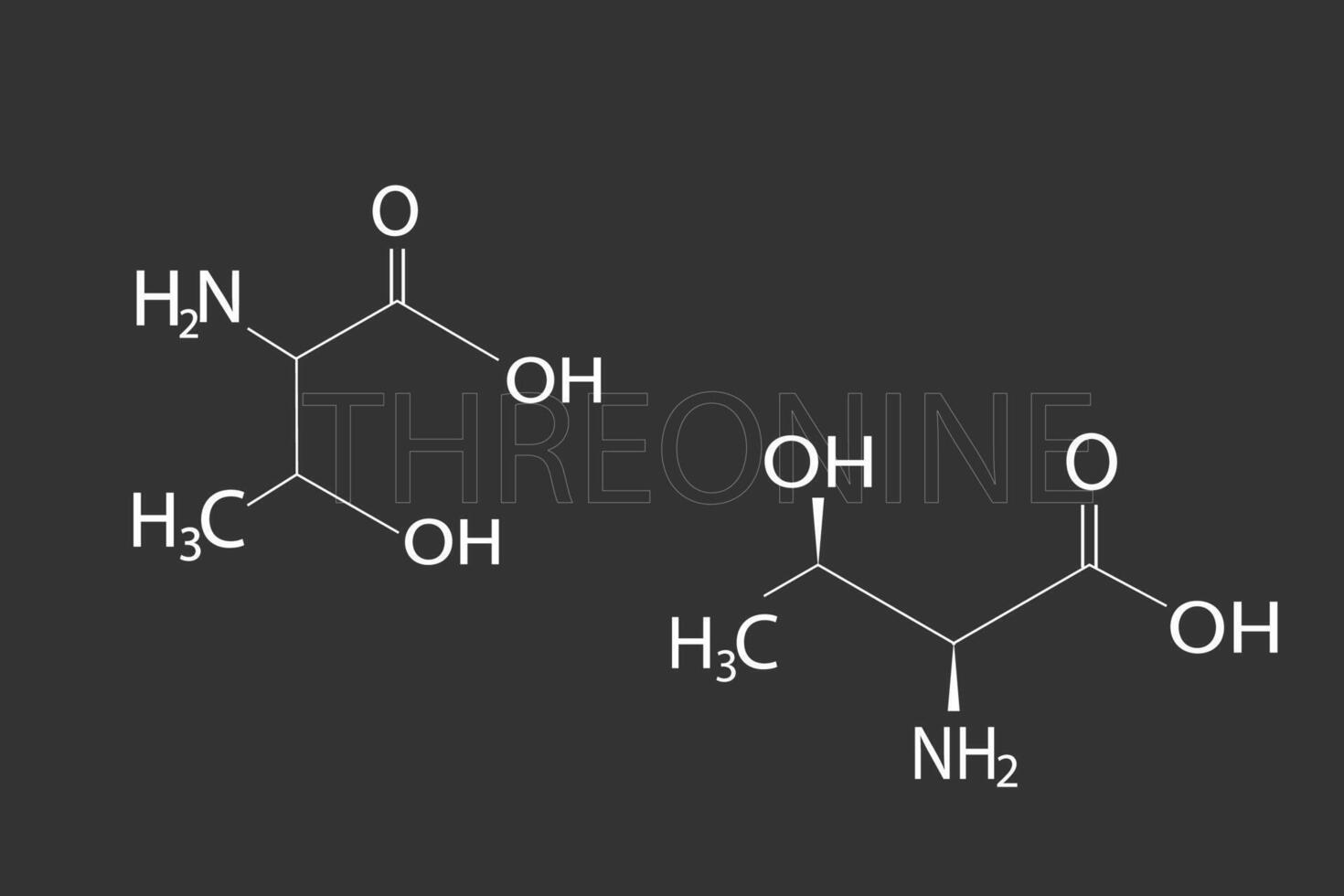 threonine molecular skeletal chemical formula vector