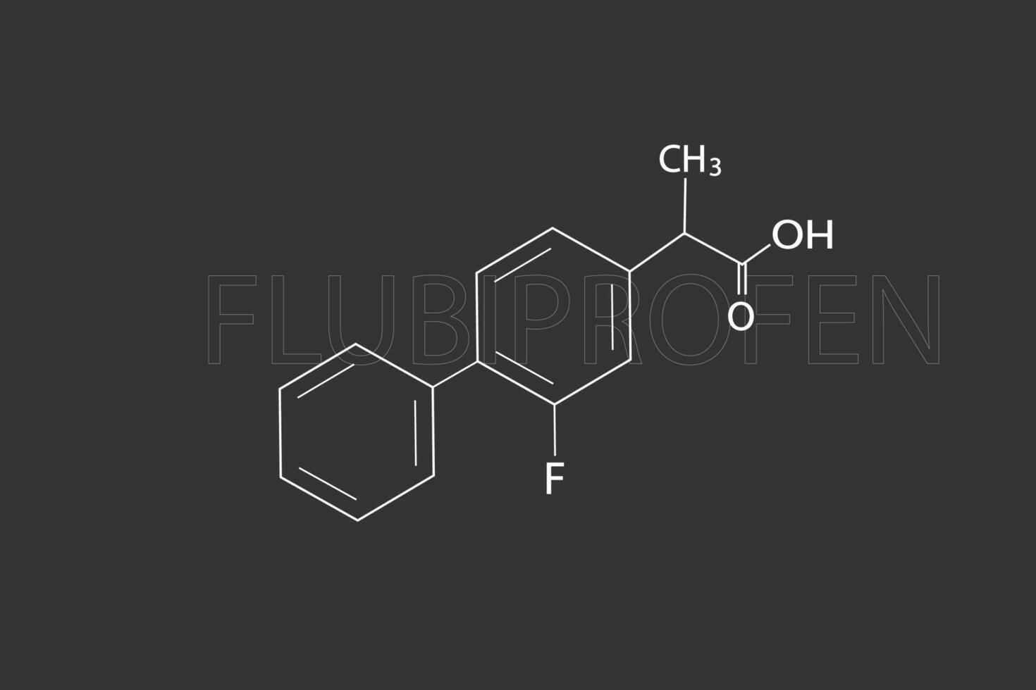 flubiprofen molecular skeletal chemical formula vector