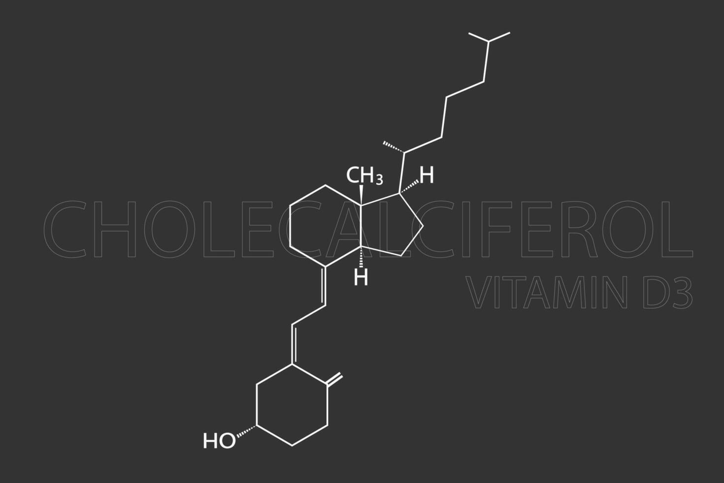 colecalciferol molecular esquelético químico fórmula vector