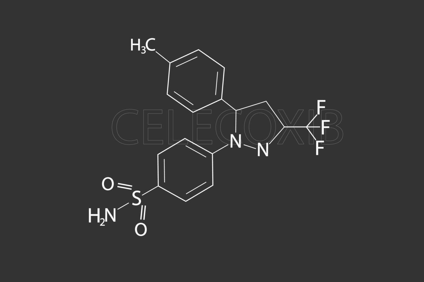 celecoxib molecular skeletal chemical formula vector
