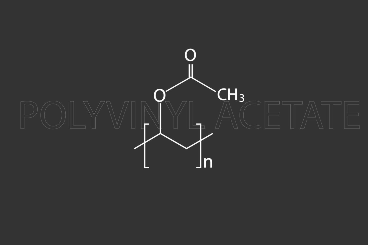 Polyvinyl acetate molecular skeletal chemical formula vector