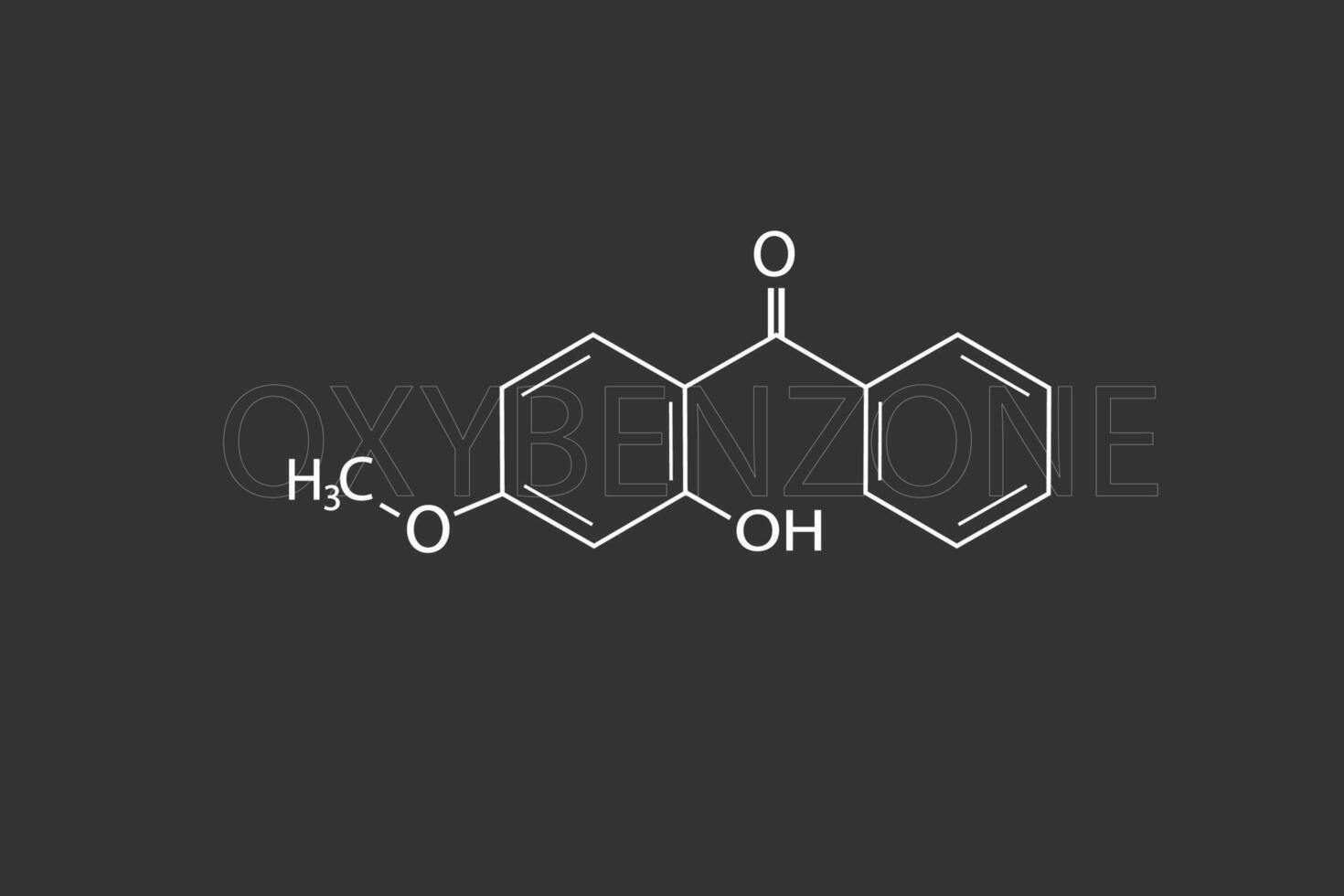 Oxybenzone molecular skeletal chemical formula vector