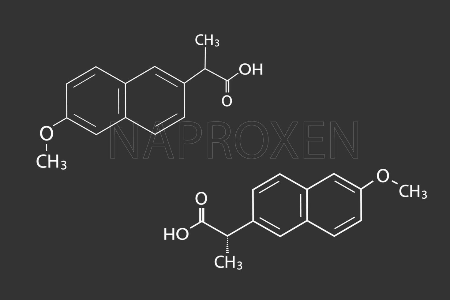 naproxen molecular skeletal chemical formula vector