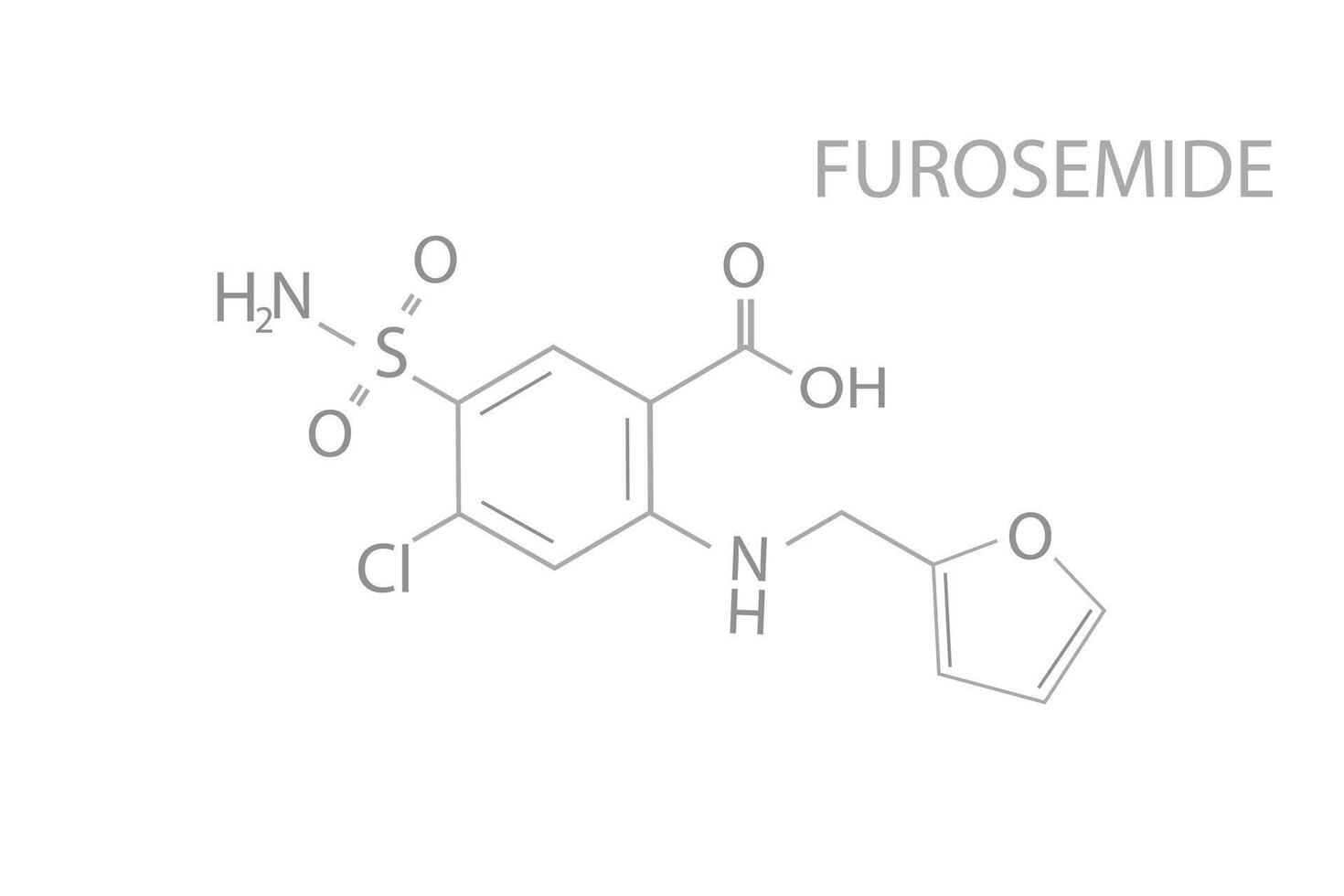 Furosemide molecular skeletal chemical formula vector