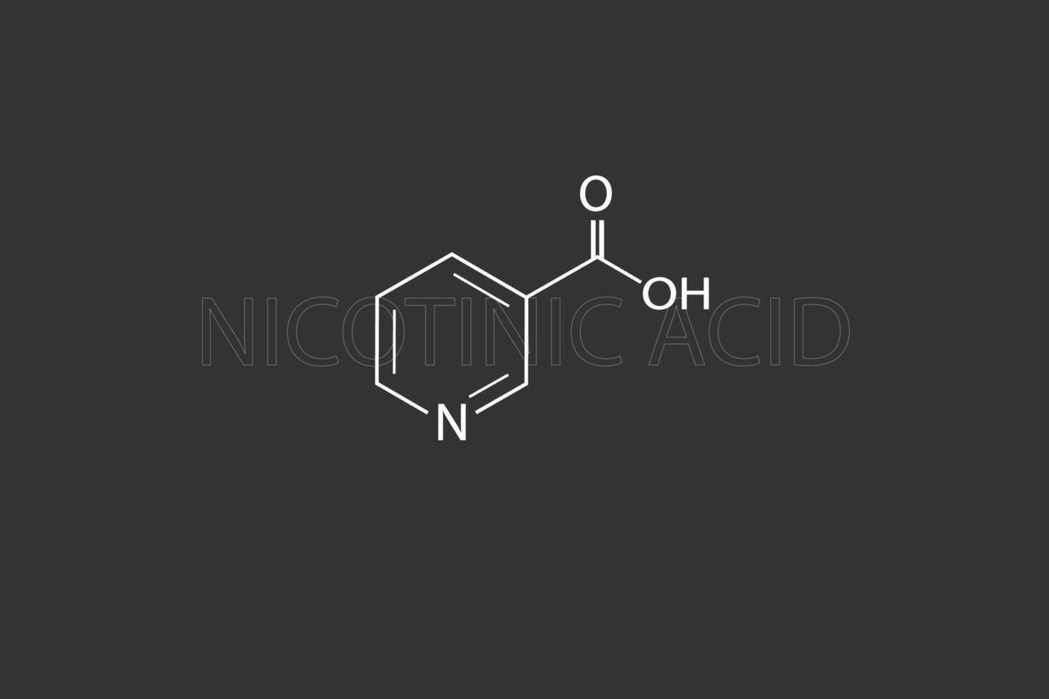 Nicotinic acid molecular skeletal chemical formula vector