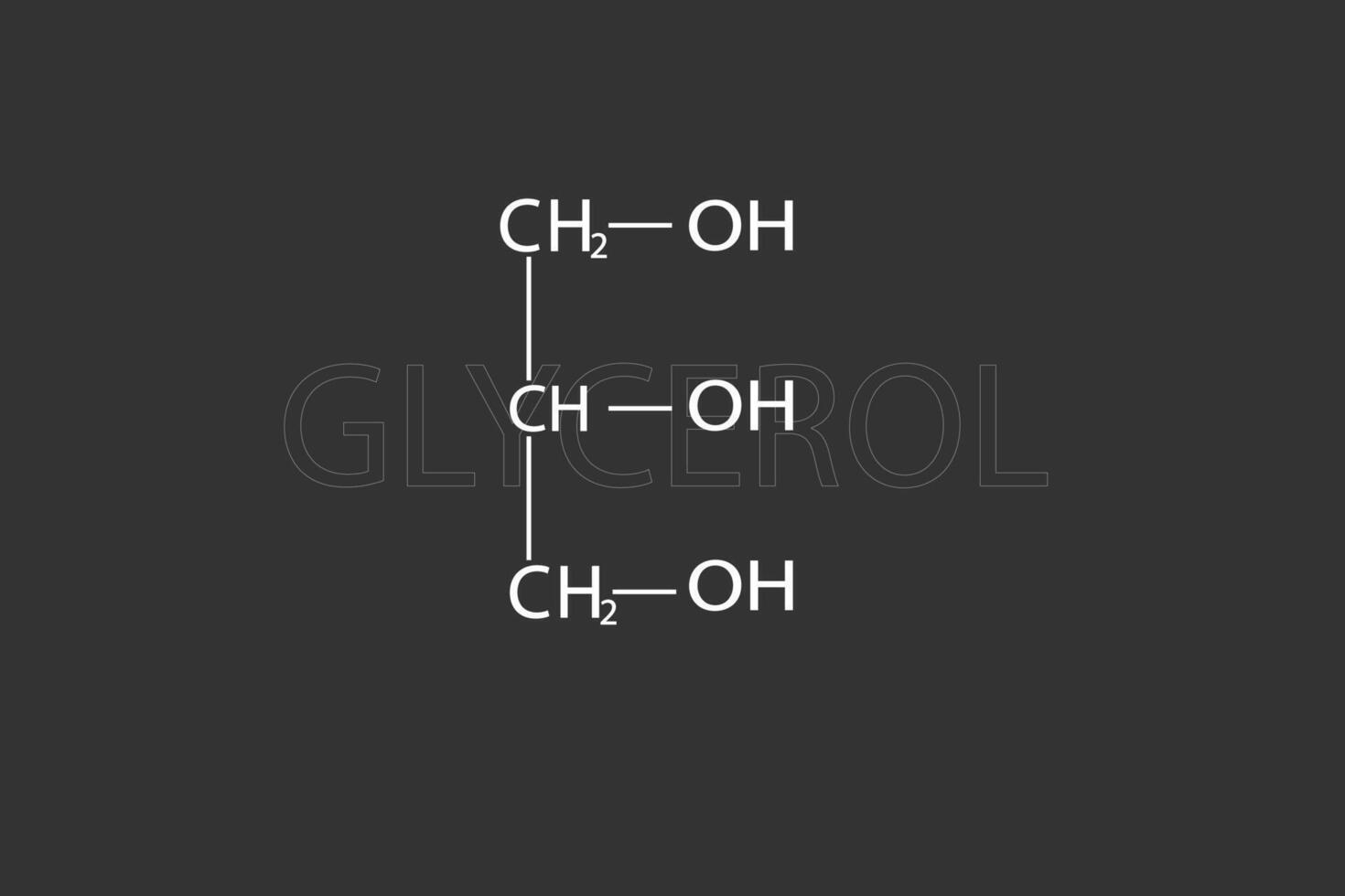 Glycerol molecular skeletal chemical formula vector