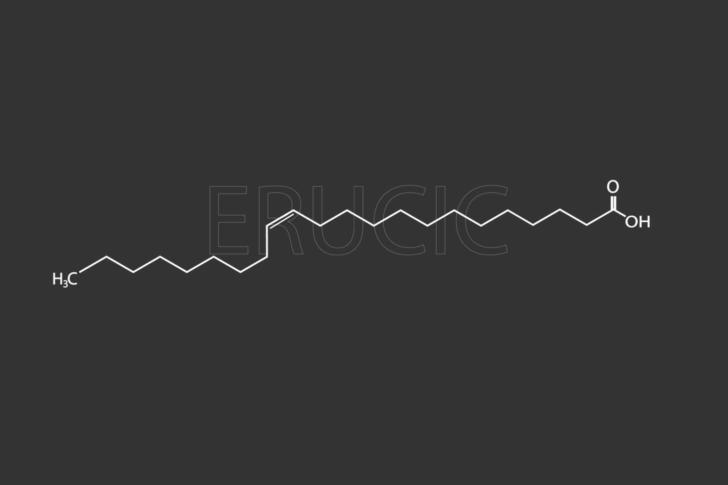 erúcico molecular esquelético químico fórmula vector