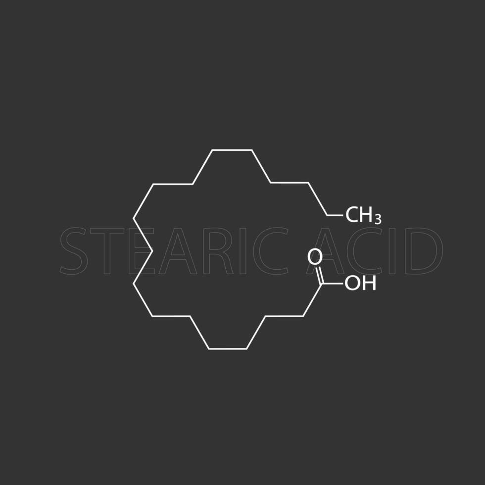 Stearic acid molecular skeletal chemical formula vector