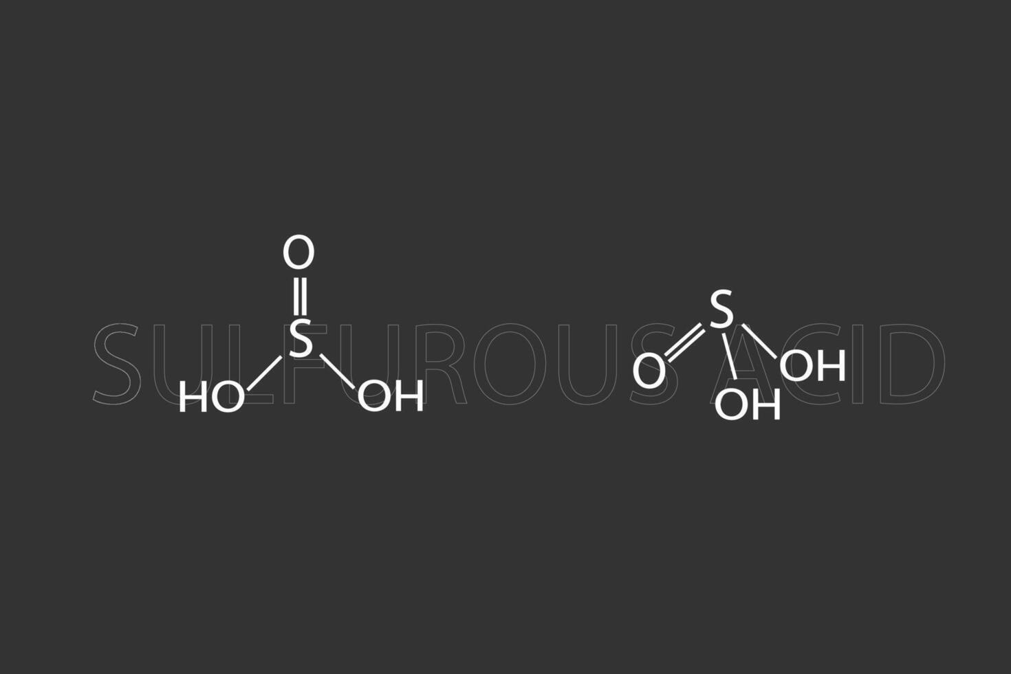 sulfuroso ácido molecular esquelético químico fórmula vector