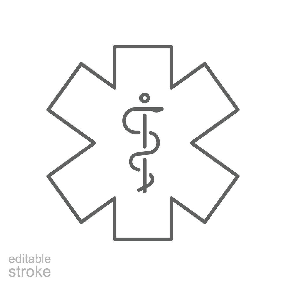 emt paramédico icono. sencillo contorno estilo. ems, emergencia, ambulancia, cruz, hospital, medicina concepto. Delgado línea símbolo. vector ilustración aislado. editable ataque.