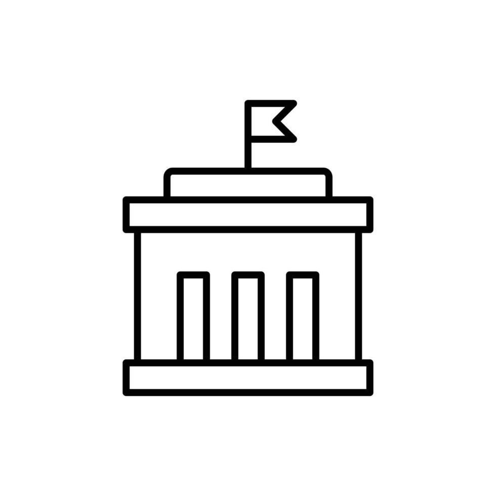 City hall building icon. Simple outline style. Municipal, hall town, embassy, council, government concept. Thin line symbol. Vector illustration isolated. Editable stroke.