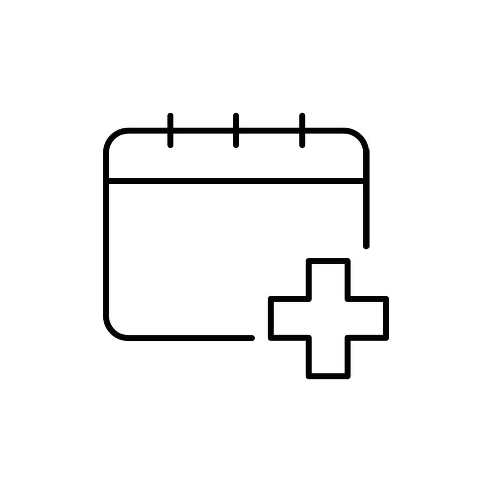 Medical calendar icon. Simple outline style. Medication schedule, treatment, agenda, medicine concept. Thin line symbol. Vector illustration isolated.