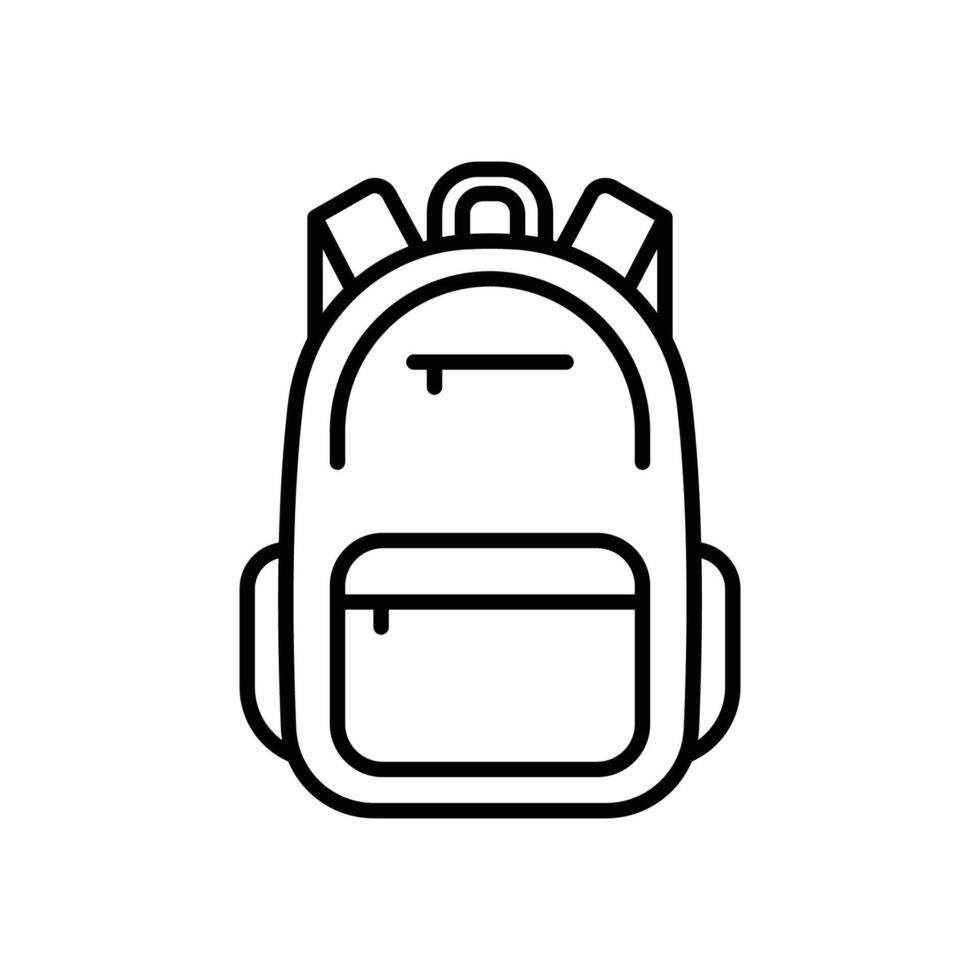 Backpack icon. Simple outline style. Bag, school, back, pack, schoolbag, knapsack, student concept. Thin line symbol. Vector illustration isolated.