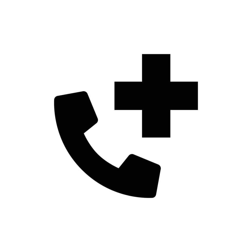 Emergency call icon. Simple solid style. Call doctor, phone, medical telephone, help, contact, talk, communication concept. Black silhouette, glyph symbol. Vector illustration isolated.