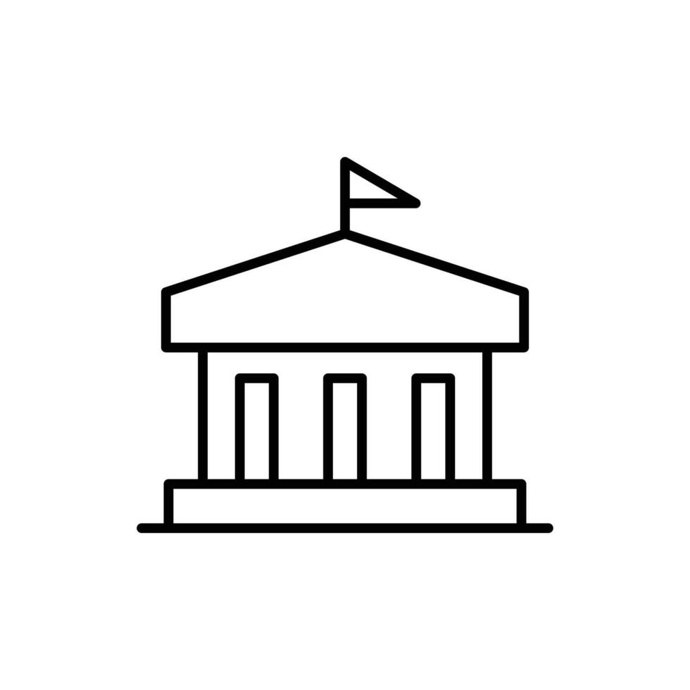 City hall building icon. Simple outline style. Municipal, hall town, embassy, council, government concept. Thin line symbol. Vector illustration isolated. Editable stroke.