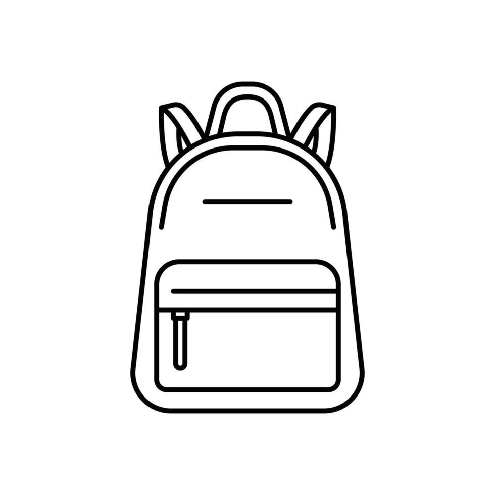 Backpack icon. Simple outline style. Bag, school, back, pack, schoolbag, knapsack, student concept. Thin line symbol. Vector illustration isolated.