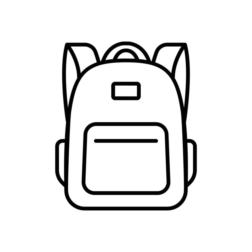 Backpack icon. Simple outline style. Bag, school, back, pack, schoolbag, knapsack, student concept. Thin line symbol. Vector illustration isolated.