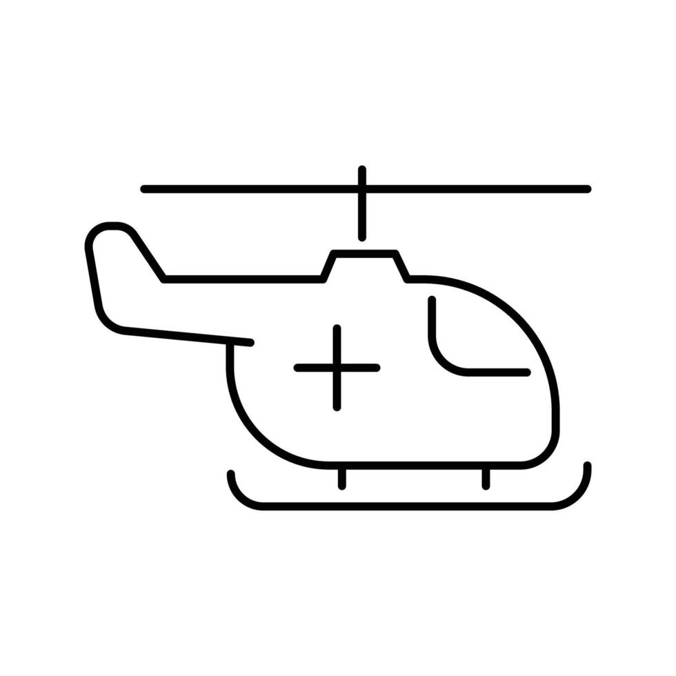 Medical helicopter icon. Simple outline style. Air medical service, heliport, rescue, hospital, aviation, transportation concept. Thin line symbol. Vector illustration isolated.