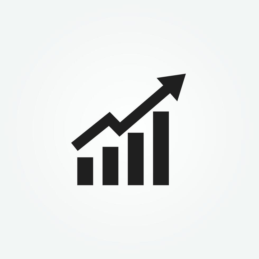 Growing bars graphic icon with rising arrow vector