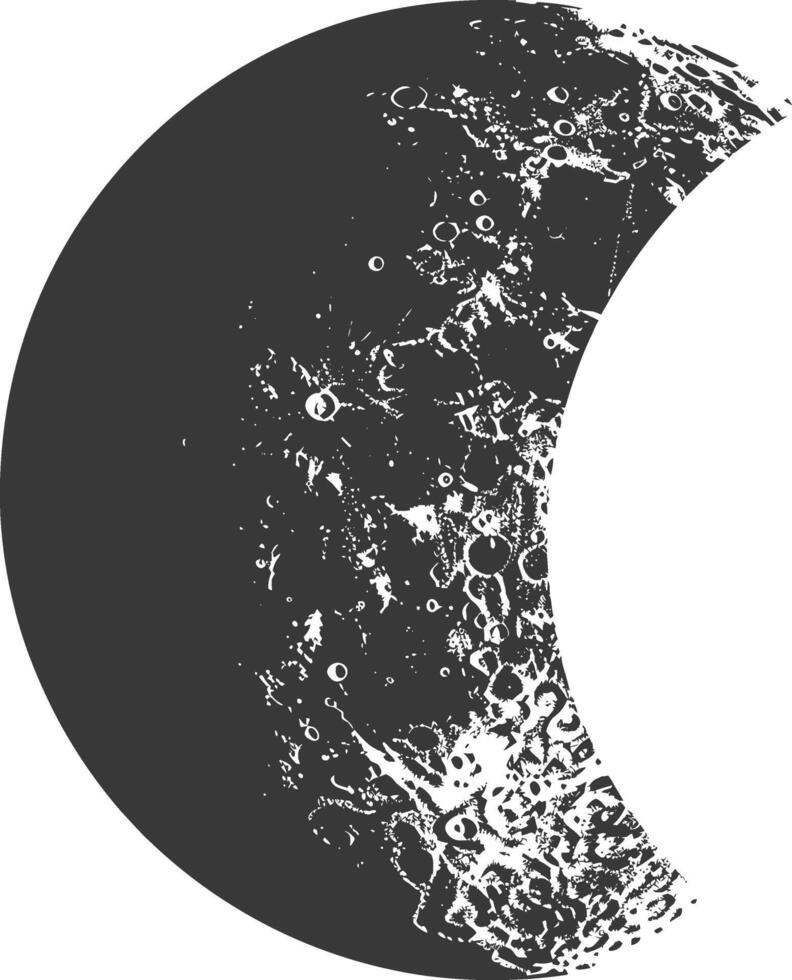 AI generated Silhouette First Quarter Moon black color only vector