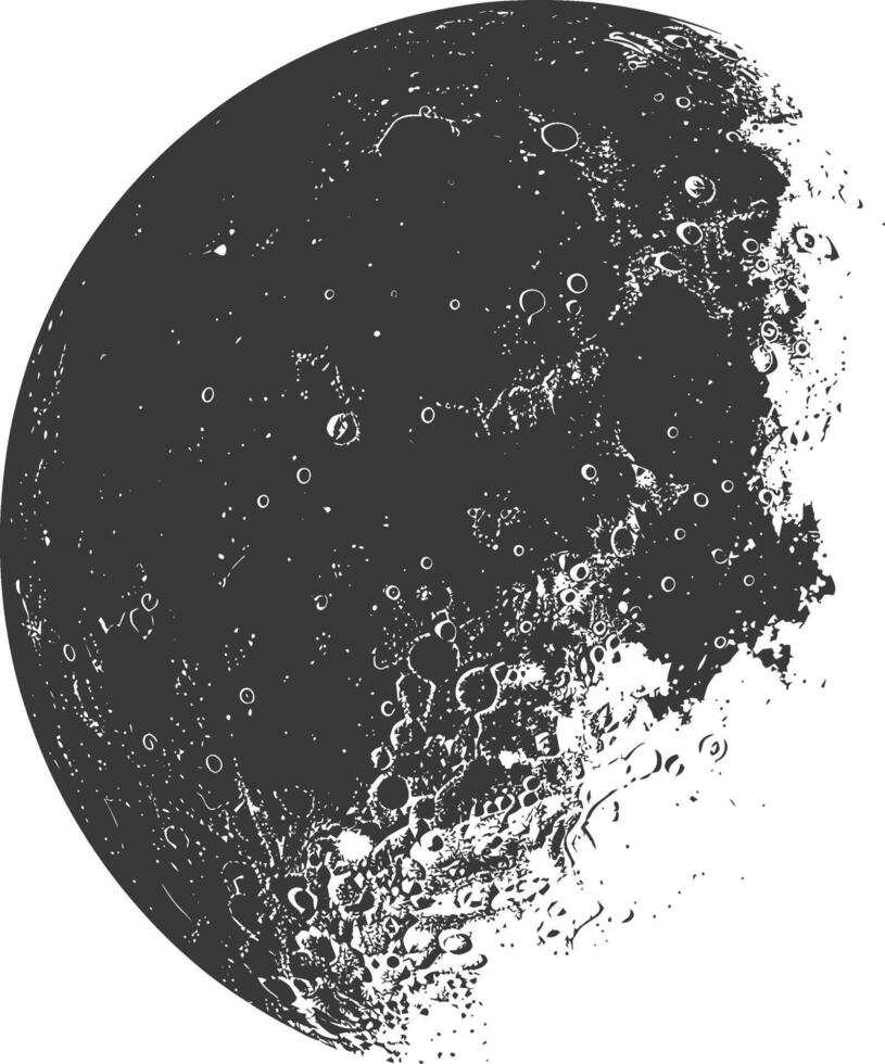 AI generated Silhouette First Quarter Moon black color only vector