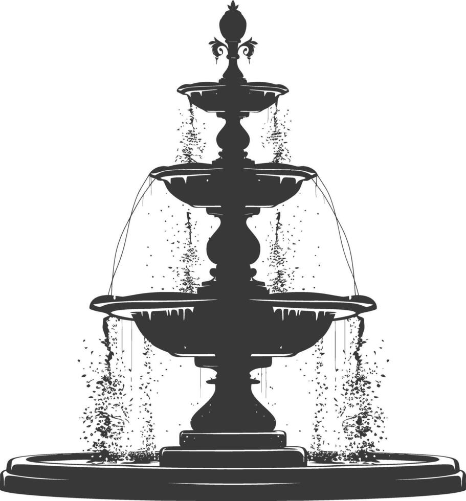 AI generated Silhouette Garden fountain black color only full vector