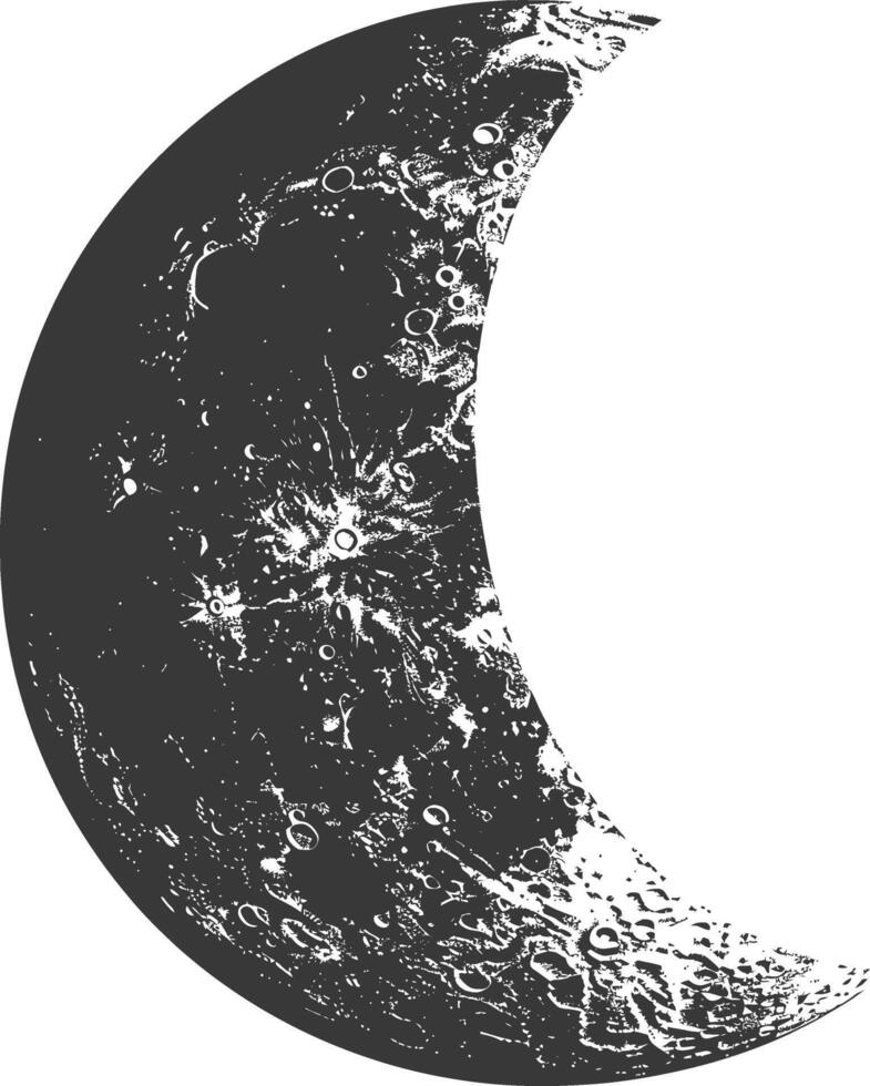 AI generated Silhouette First Quarter Moon black color only vector