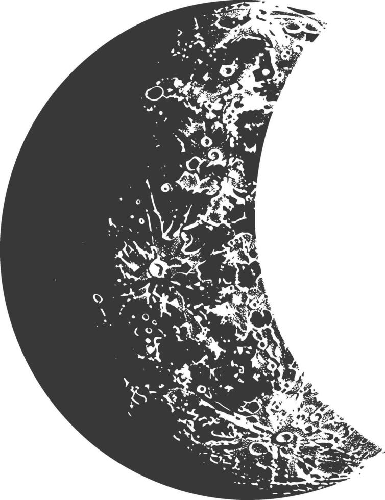 AI generated Silhouette First Quarter Moon black color only vector