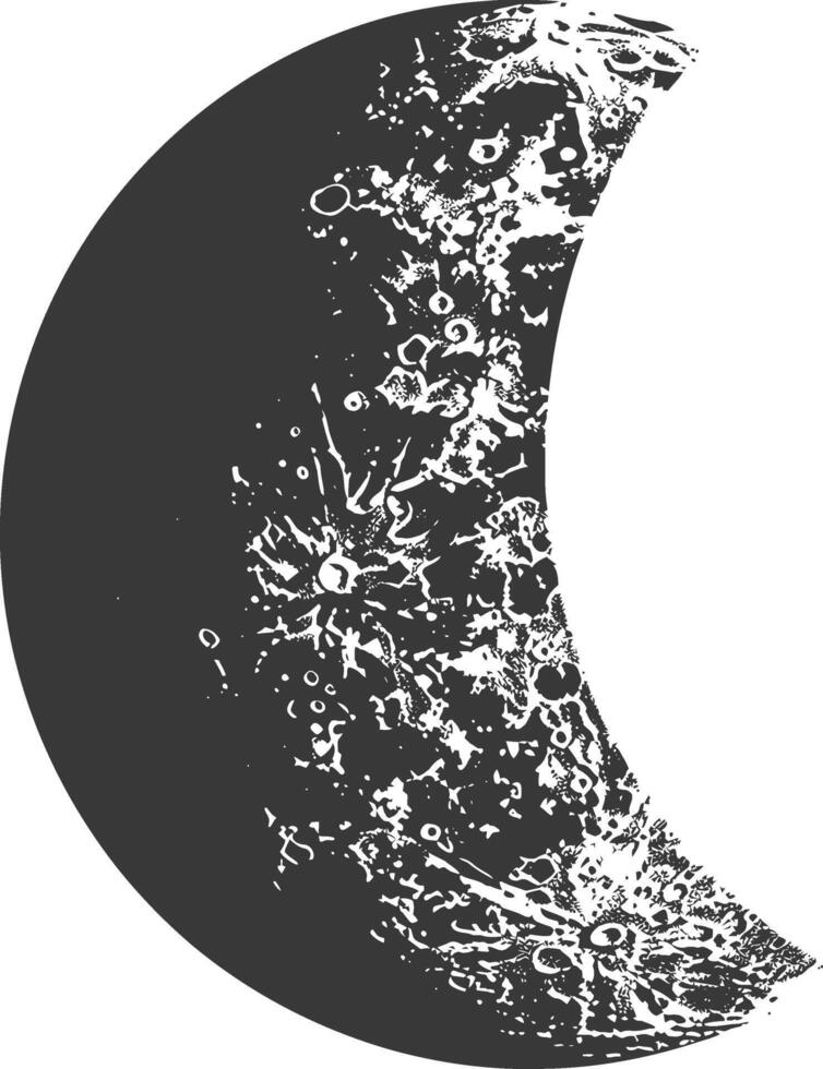 AI generated Silhouette First Quarter Moon black color only vector