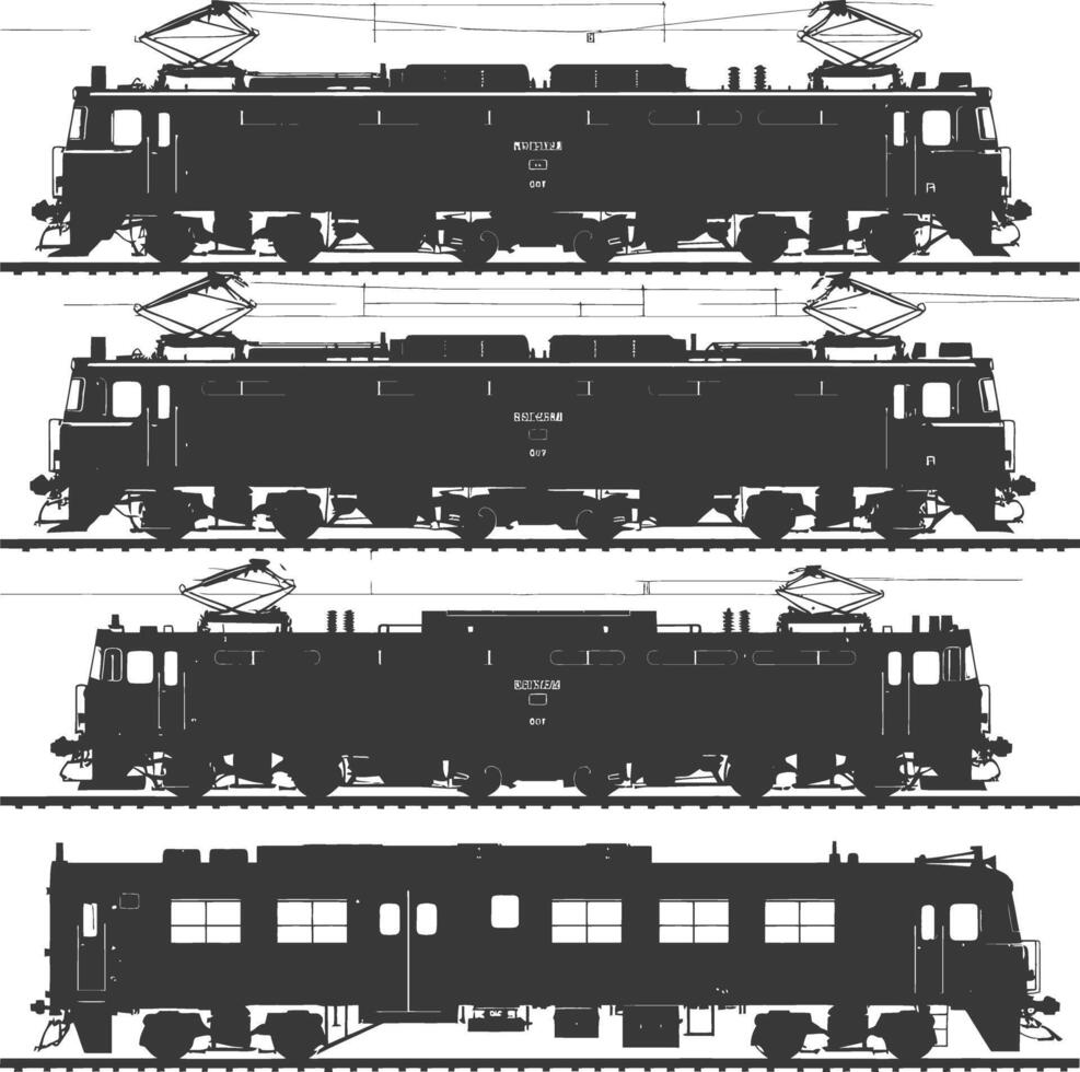 AI generated Silhouette electric train black color only full vector