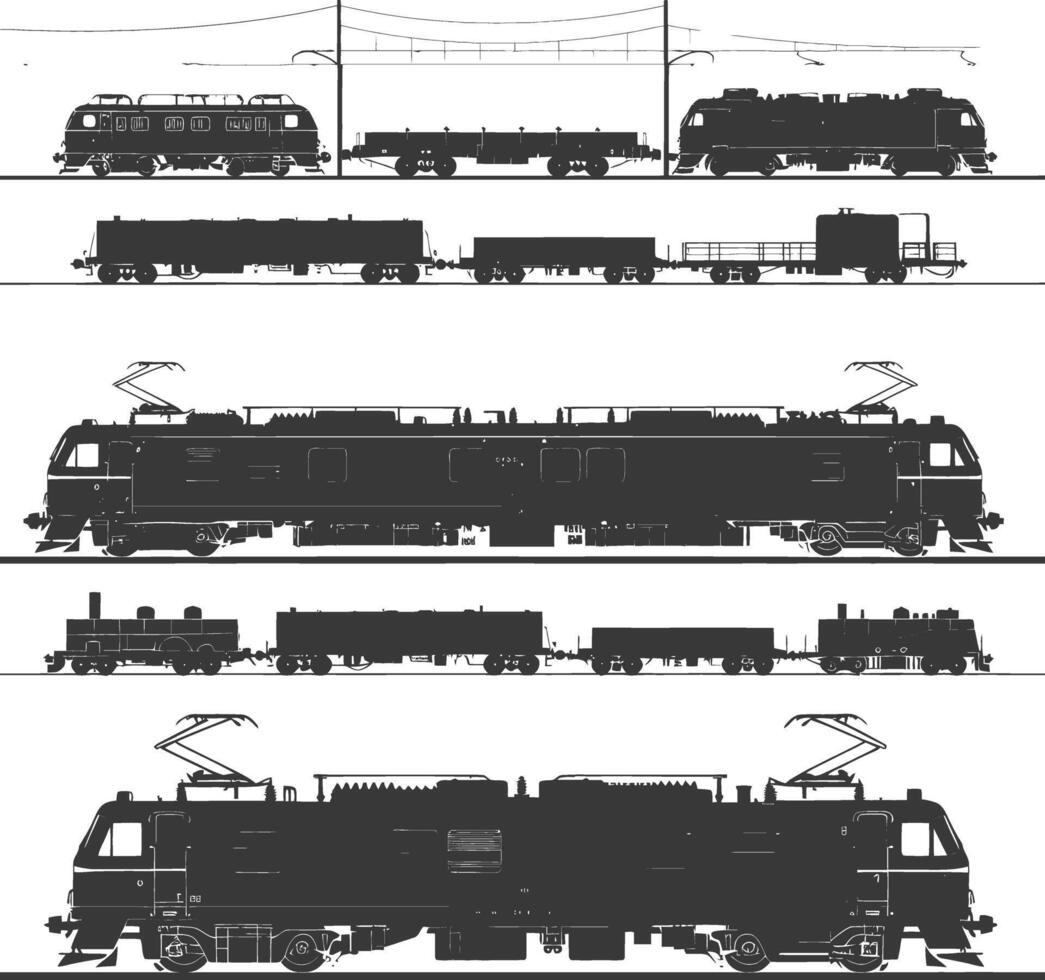 AI generated Silhouette electric train black color only full vector