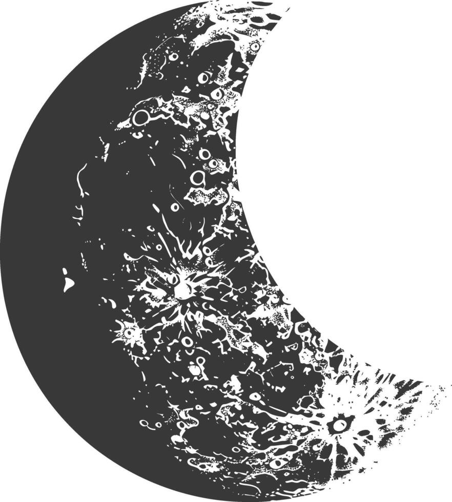 AI generated Silhouette First Quarter Moon black color only vector