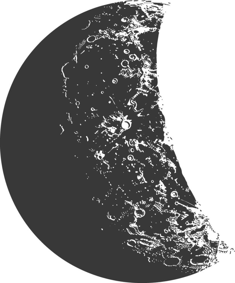 AI generated Silhouette First Quarter Moon black color only vector